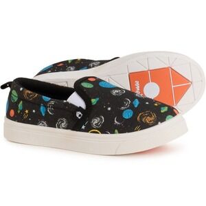 Oomphies Kids 6.0C Canvas Slip On Sneakers~ Black Outer Space